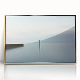 Framed acrylic artwork depicting an abstract landscape with gold accents, showcasing a harmonious blend of earthy tones and vibrant hues, perfect for modern decor.