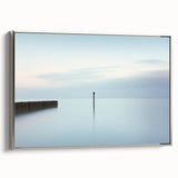 Framed abstract landscape canvas artwork showcasing a serene silver-hued side view, perfect for modern home decor. Ideal for enhancing contemporary interiors with elegant design.