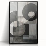 Framed abstract minimalist wall art in black acrylic, showcasing a sleek design with clean lines, perfect for modern home decor.