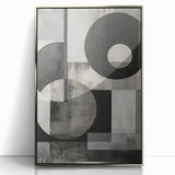 Framed minimalist abstract wall art featuring silver accents, displayed in a sleek acrylic frame, ideal for modern home decor and stylish interior design.