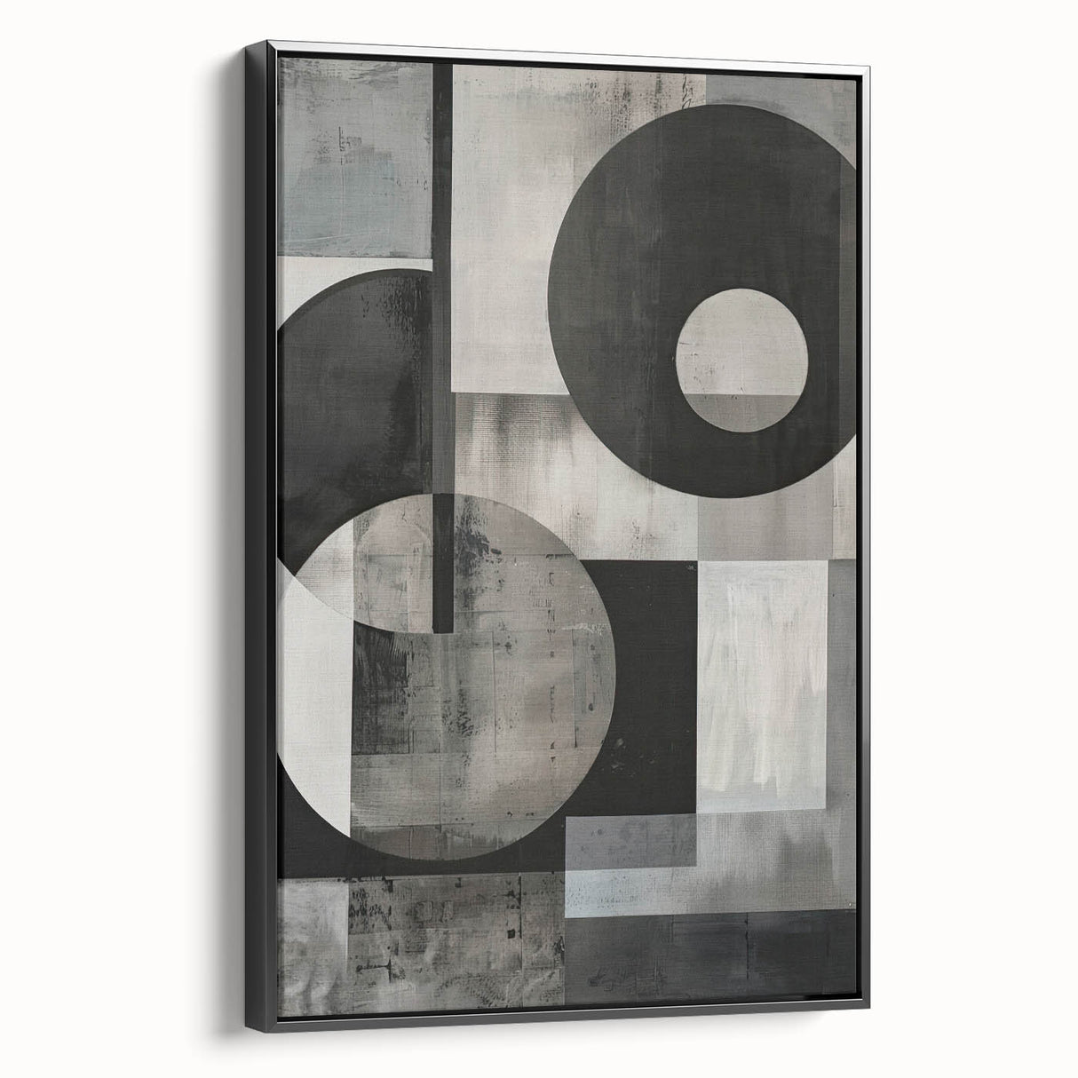 Framed black minimalist abstract wall art displayed in a stylish side view, showcasing smooth lines and modern design elements perfect for contemporary decor.