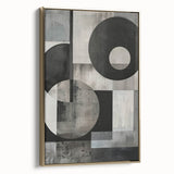 Framed abstract minimalist wall art featuring a gold design on a canvas, showcasing a sleek side view against a neutral background, perfect for modern decor.