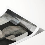 Abstract minimalist wall art print showcasing soft pastel colors and geometric shapes, elegantly rolled and ready for framing or display, emphasizing modern design aesthetics.