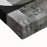 Close-up of a modern abstract minimalist wall art design on stretched canvas, showcasing vibrant colors and intricate textures, perfect for contemporary home decor.