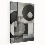 Abstract minimalist wall art on stretched canvas displaying soft pastel colors and geometric shapes, perfect for modern home decor or office interiors.