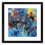 Colorful Abstract Wall Art – Bold Royal Blue, Red & Yellow Canvas