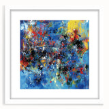 Colorful Abstract Wall Art – Bold Royal Blue, Red & Yellow Canvas