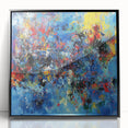 Colorful Abstract Wall Art – Bold Royal Blue, Red & Yellow Canvas