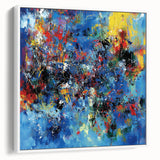 Colorful Abstract Wall Art – Bold Royal Blue, Red & Yellow Canvas