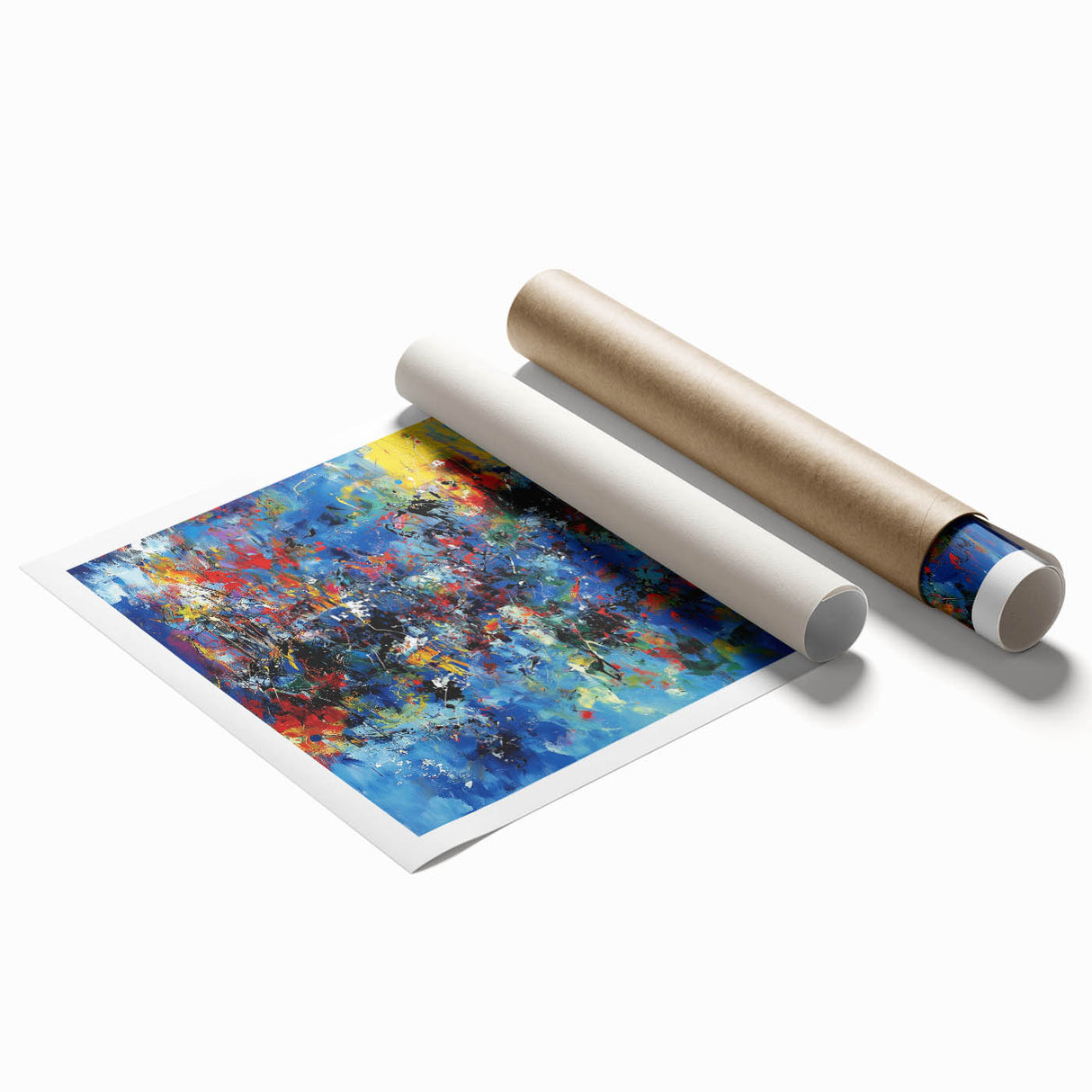 Colorful Abstract Wall Art – Bold Royal Blue, Red & Yellow Canvas