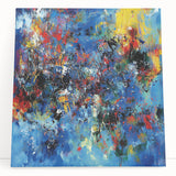 Colorful Abstract Wall Art – Bold Royal Blue, Red & Yellow Canvas