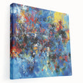 Colorful Abstract Wall Art – Bold Royal Blue, Red & Yellow Canvas