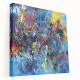 Colorful Abstract Wall Art – Bold Royal Blue, Red & Yellow Canvas