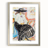 Abstract Expressionism Wall Art – Vibrant Seated Woman Artwork