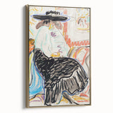 Abstract Expressionism Wall Art – Vibrant Seated Woman Artwork