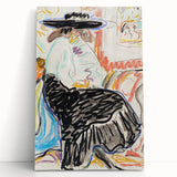 Abstract Expressionism Wall Art – Vibrant Seated Woman Artwork