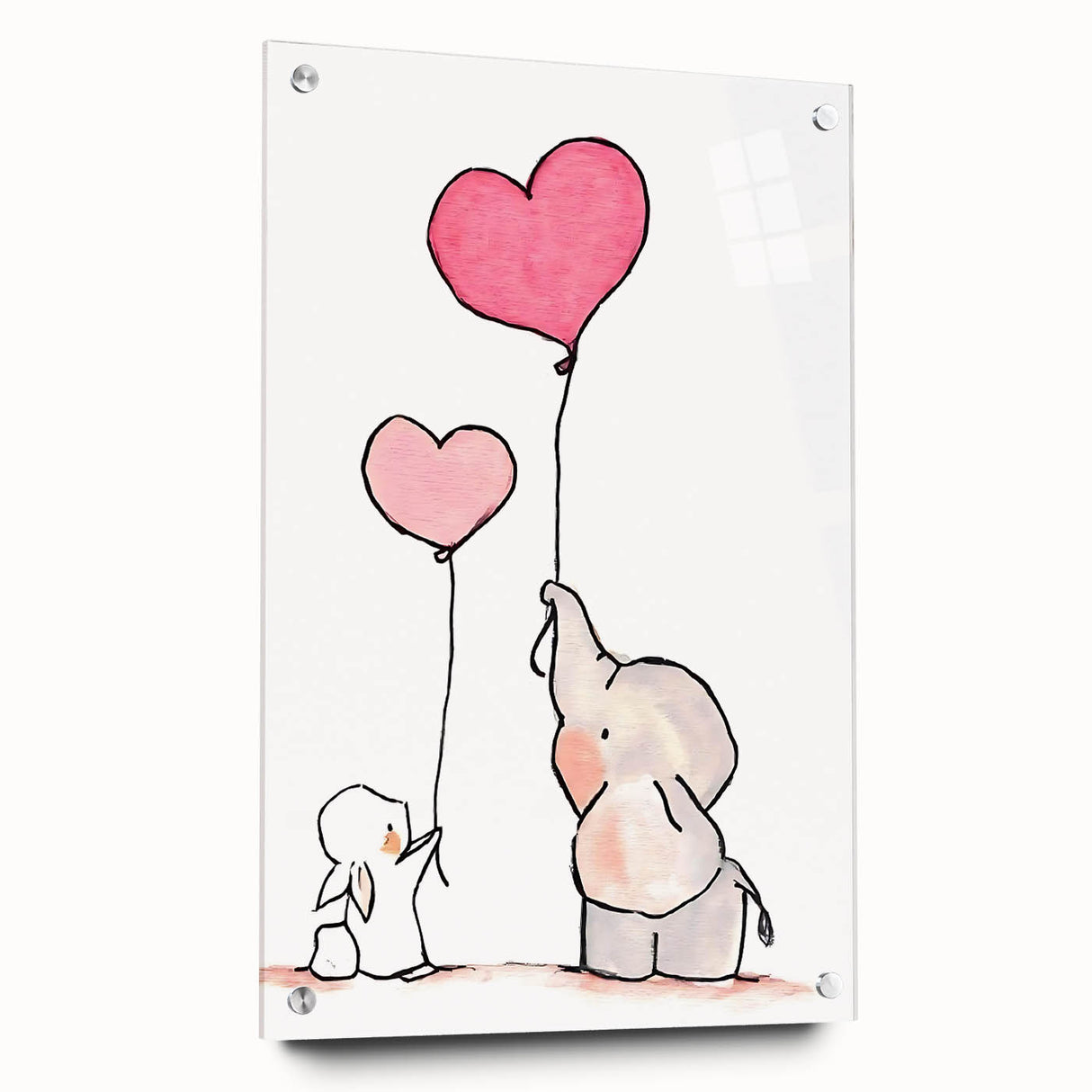 Cute Elephant & Bunny Girls Room Wall Art - Nursery Balloon Decor