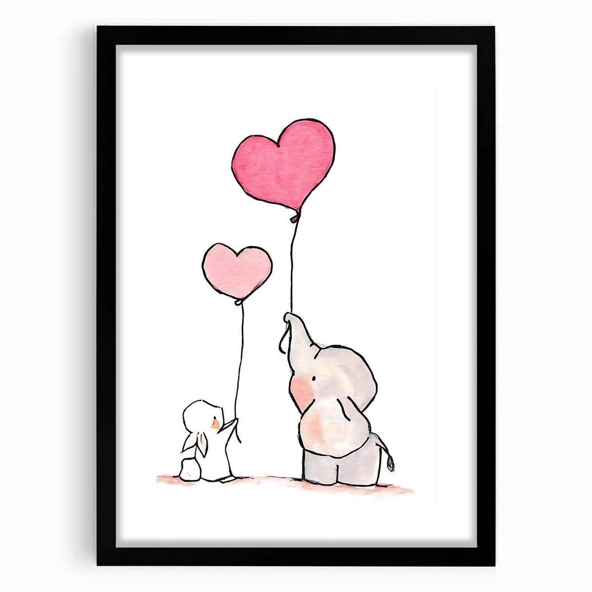Cute Elephant & Bunny Girls Room Wall Art - Nursery Balloon Decor