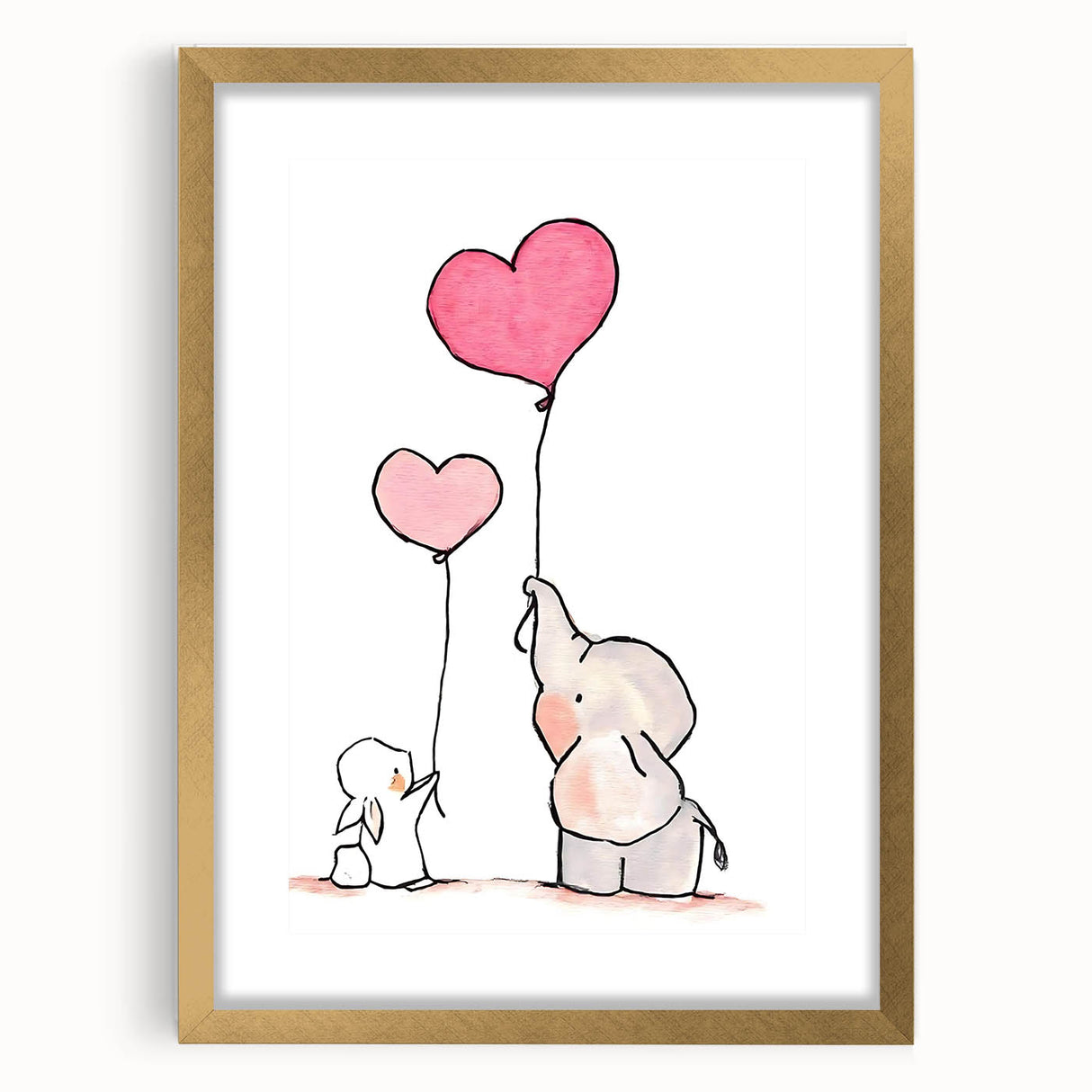 Cute Elephant & Bunny Girls Room Wall Art - Nursery Balloon Decor