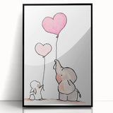 Cute Elephant & Bunny Girls Room Wall Art - Nursery Balloon Decor