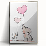Cute Elephant & Bunny Girls Room Wall Art - Nursery Balloon Decor