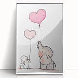 Cute Elephant & Bunny Girls Room Wall Art - Nursery Balloon Decor