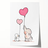Cute Elephant & Bunny Girls Room Wall Art - Nursery Balloon Decor