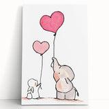 Cute Elephant & Bunny Girls Room Wall Art - Nursery Balloon Decor