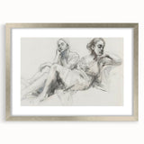 Abstract figurative art frame with a silver mat, showcasing a modern design. Ideal for enhancing contemporary decor in living spaces or galleries.