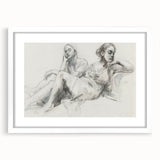 Abstract figurative art frame with a white mat, showcasing vibrant colors and dynamic shapes, perfect for modern home decor or artistic display.