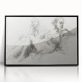 Framed abstract figurative wall art in black acrylic showcasing a modern design, perfect for contemporary home decor. Ideal for living rooms or art collectors.