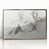 Abstract figurative wall art featuring a gold-accented design in a sleek frame, showcasing modern elegance and sophistication for contemporary home decor.