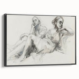 Abstract figurative framed canvas artwork showcasing a dynamic black design, viewed from the side, perfect for modern decor and enhancing artistic spaces.