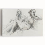 Abstract figurative art print on stretched canvas showcasing vibrant colors and dynamic shapes, perfect for modern home decor or artistic display.