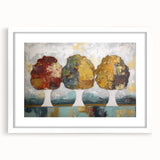 Abstract floral artwork featuring a white mat frame, showcasing vibrant colors and intricate patterns, perfect for enhancing home decor with a modern touch.