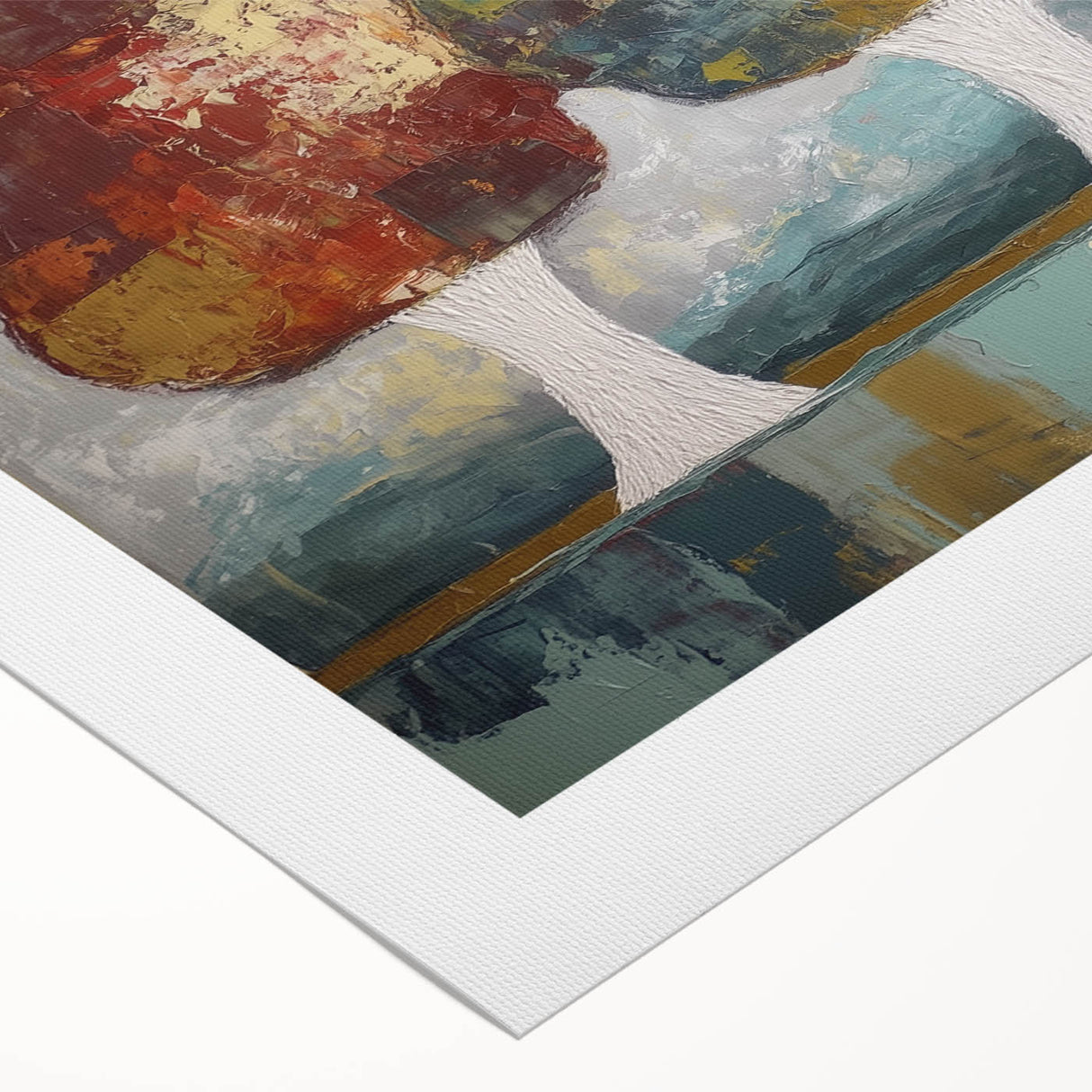 Abstract floral design on rolled canvas featuring vibrant colors and intricate patterns, perfect for enhancing home decor. Packaged securely in a durable cardboard tube for safe delivery.