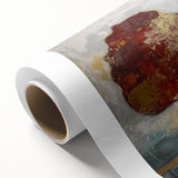 Abstract floral design on rolled canvas showcasing vibrant colors and intricate patterns, ideal for home decor, presented in a protective cardboard tube.