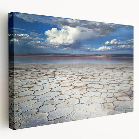 Abstract landscape stretched canvas artwork showcasing vibrant colors and textured details, ideal for modern home decor. Side view highlights its depth and craftsmanship.