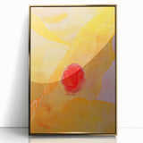 Framed minimalist abstract wall art in gold-acrylic, showcasing elegant geometric patterns against a soft white background. Ideal for modern home decor.