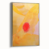 Framed minimalist abstract wall art with a silver frame, showcasing soft hues and geometric patterns, perfect for modern home decor.