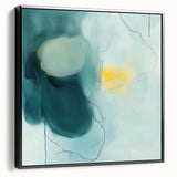 Modern Abstract Wall Art – Teal, Aqua & Yellow Minimalist Canvas