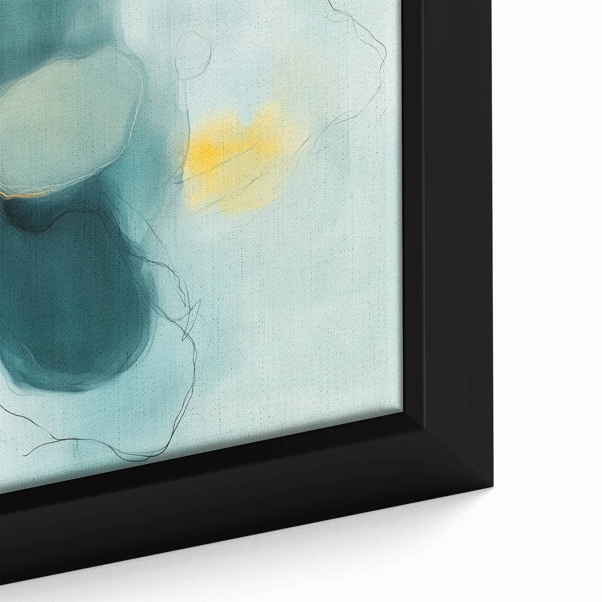 Modern Abstract Wall Art – Teal, Aqua & Yellow Minimalist Canvas