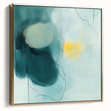 Modern Abstract Wall Art – Teal, Aqua & Yellow Minimalist Canvas