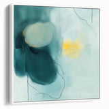 Modern Abstract Wall Art – Teal, Aqua & Yellow Minimalist Canvas