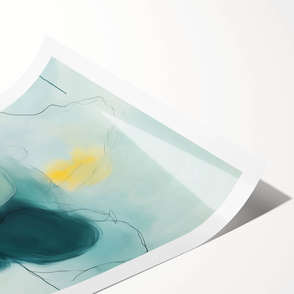 Modern Abstract Wall Art – Teal, Aqua & Yellow Minimalist Canvas