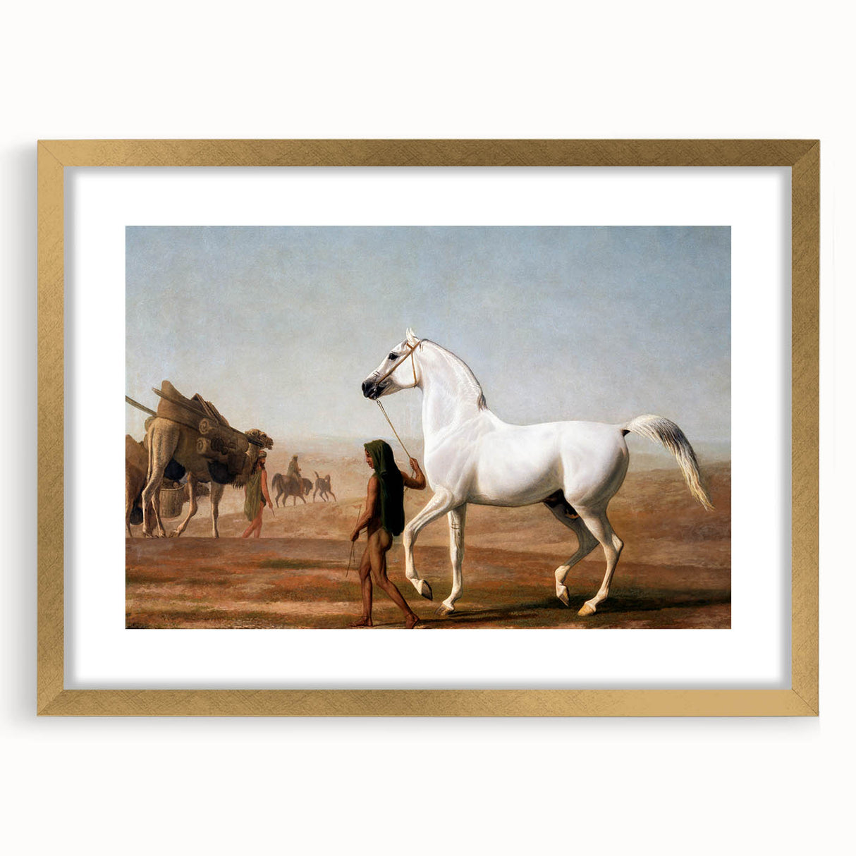 The Wellesley Grey Arabian Realism Art Print - Elegant Desert Canvas