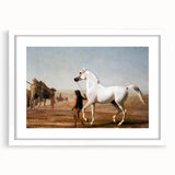 The Wellesley Grey Arabian Realism Art Print - Elegant Desert Canvas