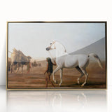 The Wellesley Grey Arabian Realism Art Print - Elegant Desert Canvas