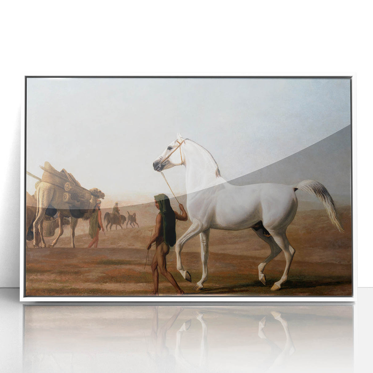 The Wellesley Grey Arabian Realism Art Print - Elegant Desert Canvas