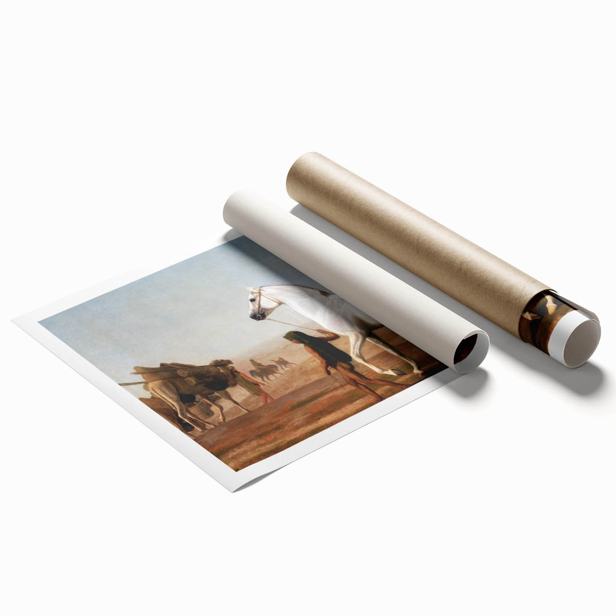 The Wellesley Grey Arabian Realism Art Print - Elegant Desert Canvas